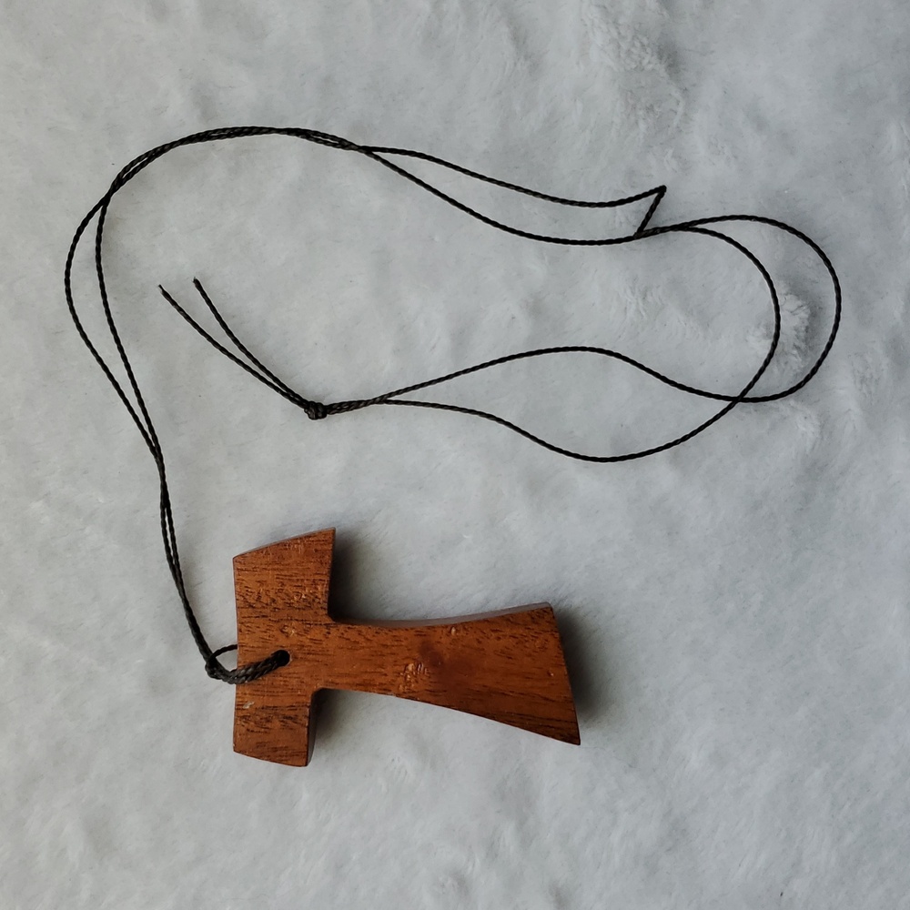Tau Wooden Cross Pendant View 2